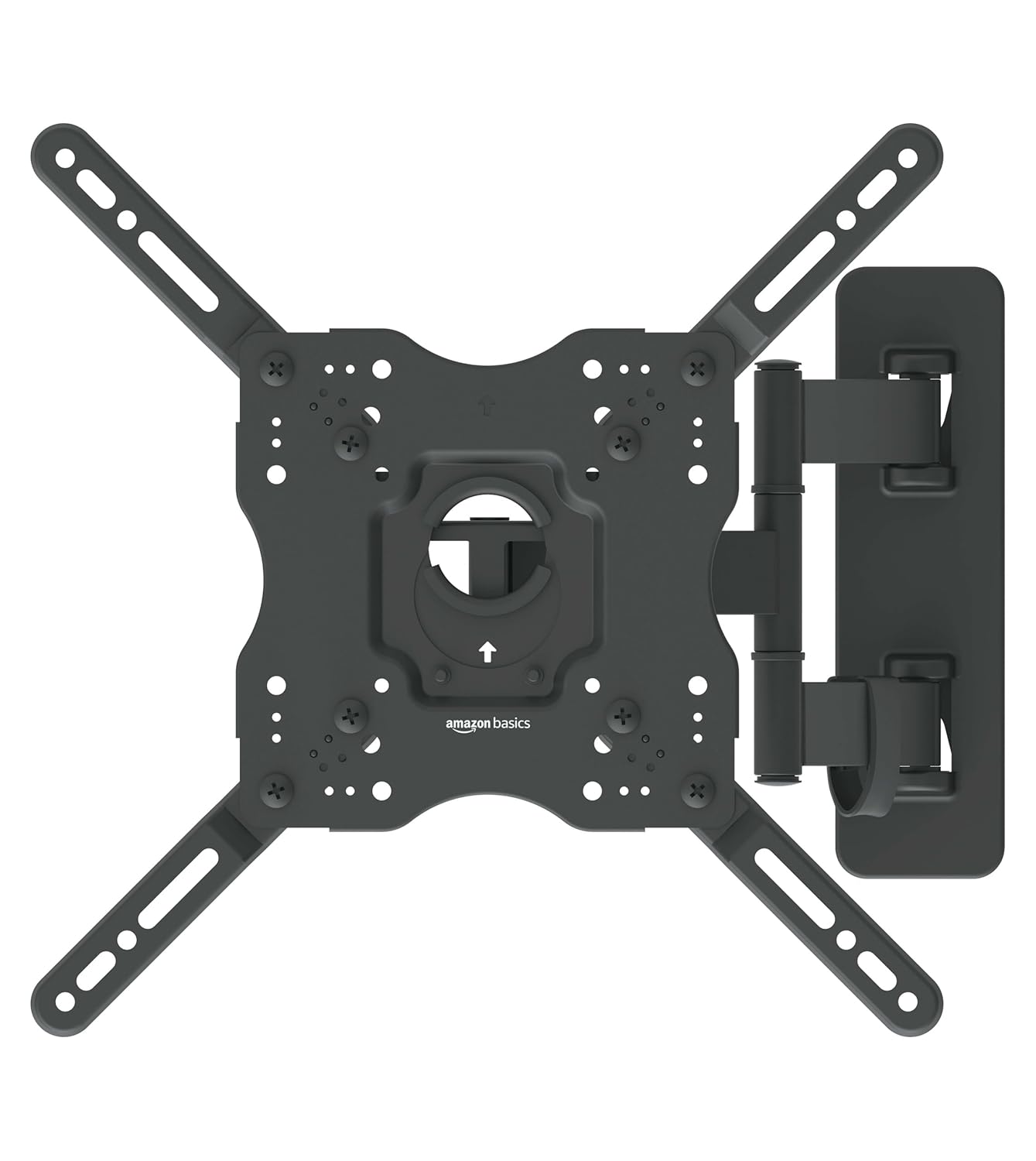 Amazon Basics Full Motion Articulating TV Wall Mount, with Swivel and Tilt, for 26" to 55" TVs and Flat Panels up to 80 Lbs, VESA Compatible, Black