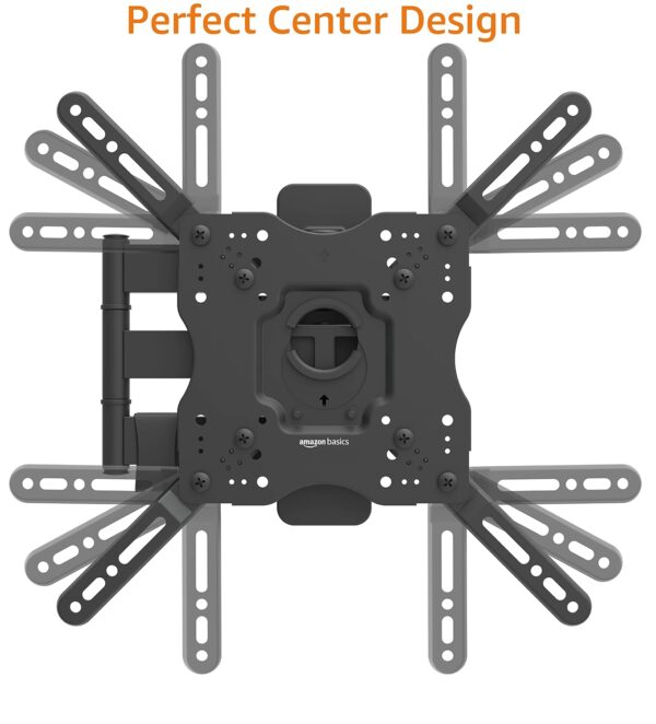 Amazon Basics Full Motion Articulating TV Wall Mount, with Swivel and Tilt, for 26" to 55" TVs and Flat Panels up to 80 Lbs, VESA Compatible, Black