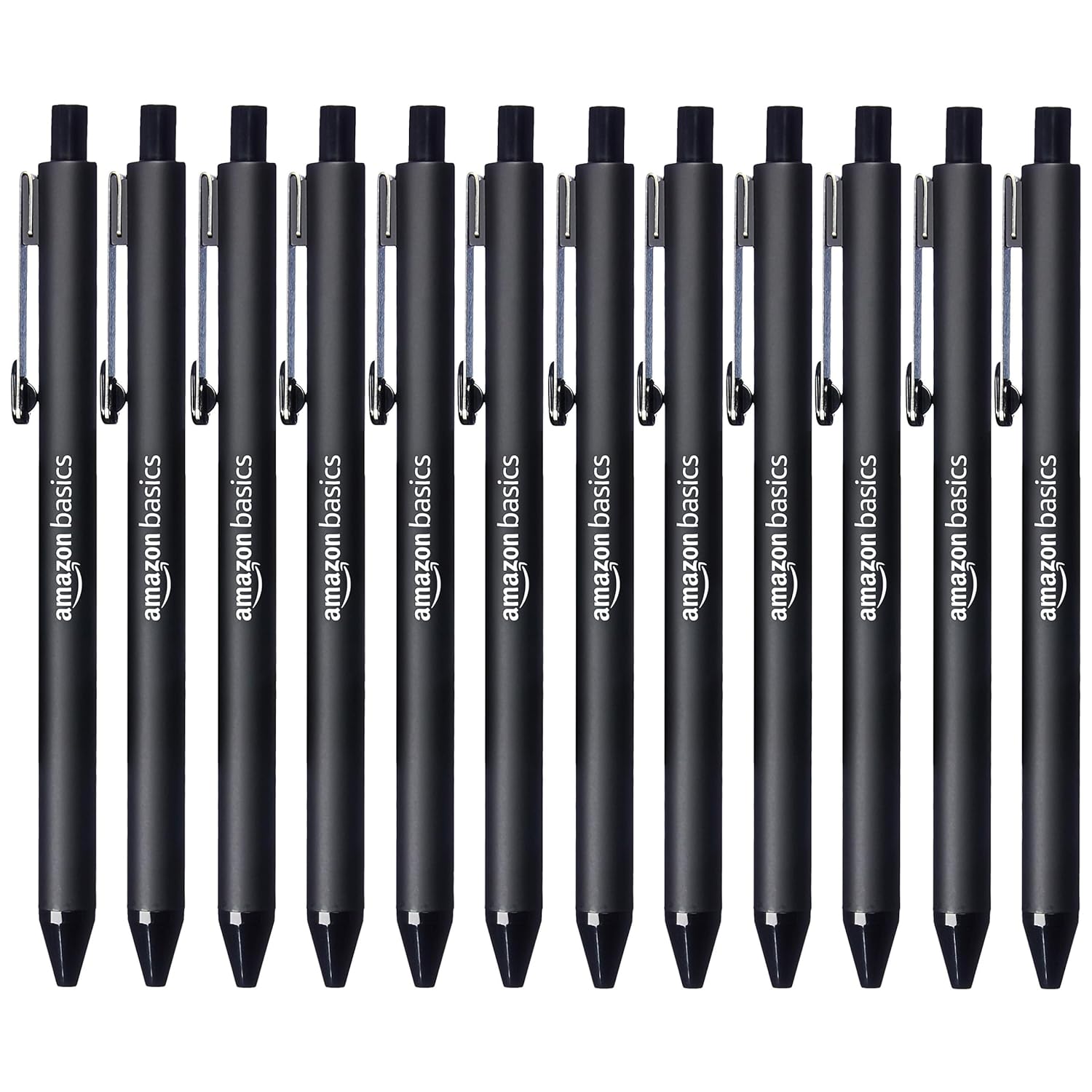 Amazon Basics Retractable Ballpoint Pen - Black, Medium Point, Smooth Writing, Soft Grip, 1.2mm, 12-Pack