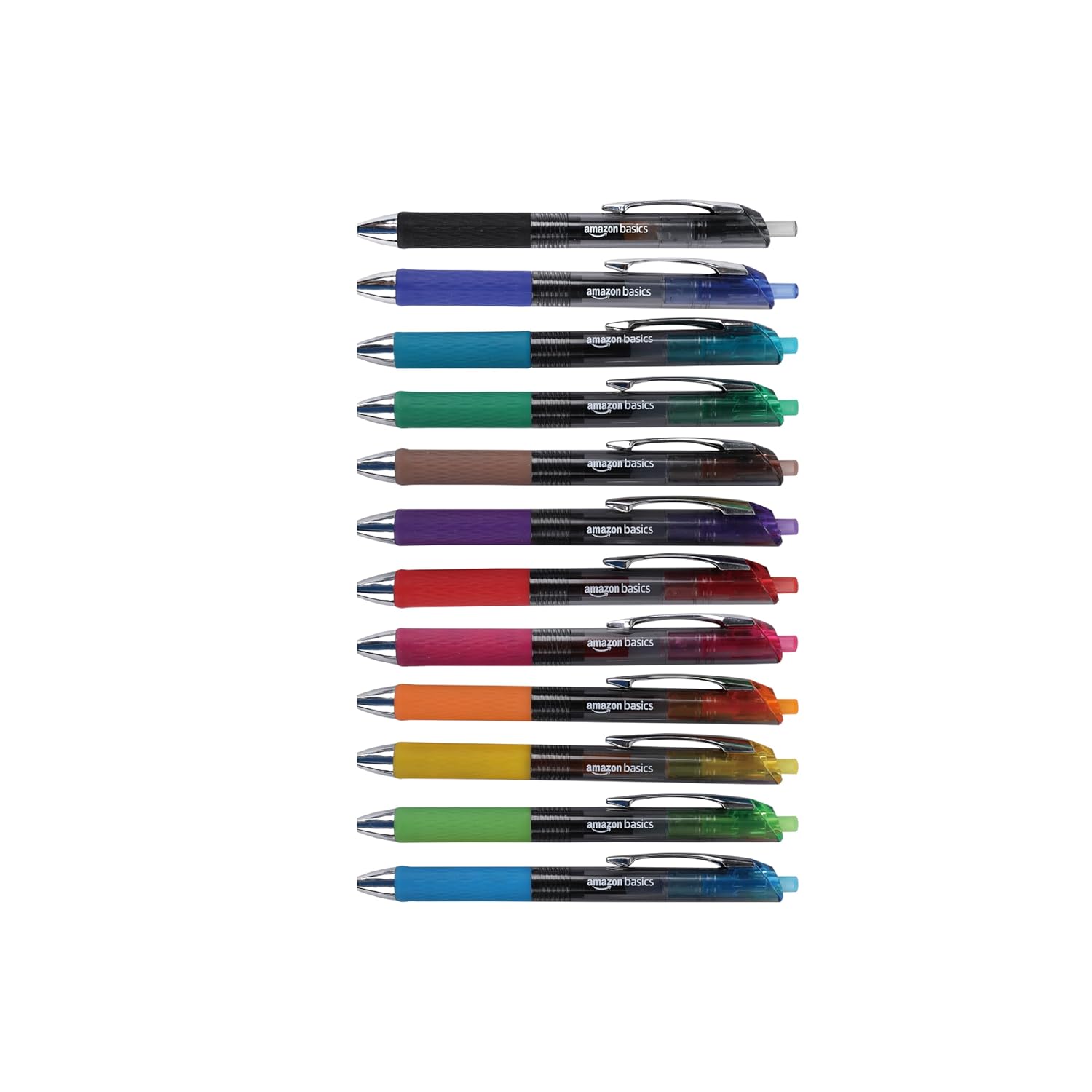 Amazon Basics Retractable Gel Pens with Fine Tip 0.7mm, Smudge-free, Assorted Colors, 12 Count (Pack of 1)