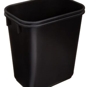 Amazon Basics Small Trash Can, Rectangular Commercial Office Wastebasket, 3 Gallon (Pack Of 2), Black (Previously AmazonCommercial brand)
