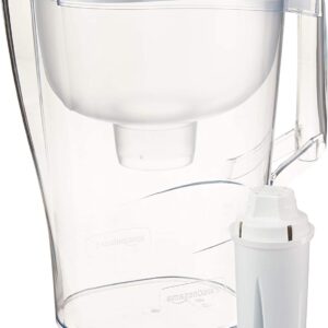 Amazon Basics Water Filter Pitcher for Fridge - 10-Cup Water Pitcher with Filter Compatible with Brita Water Pitchers & Dispensers for Clean, Crisp Water, WQA and NSF Certified,...