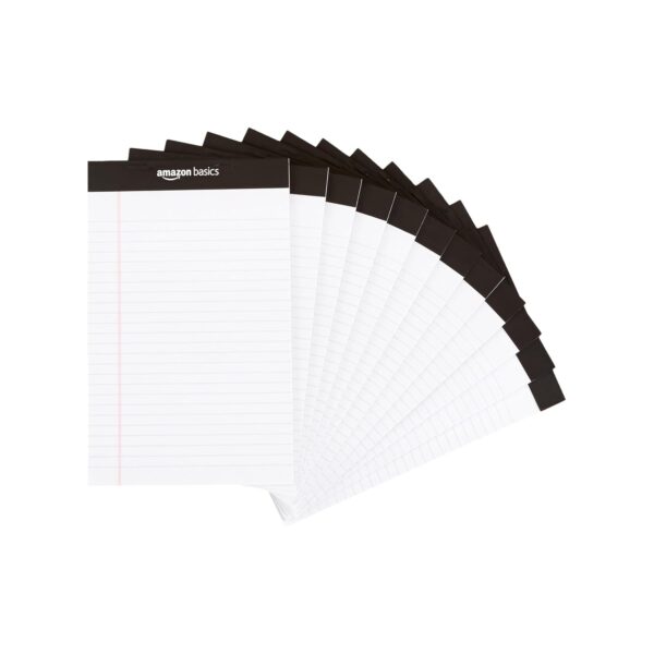 Amazon Basics Wide Ruled Lined Writing Note Pads, 8.5 inch x 11.75 inch, White, 12 Count (12 Pack of 50)