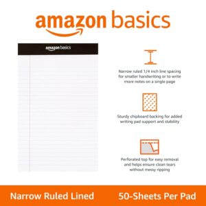Amazon Basics Wide Ruled Lined Writing Note Pads, 8.5 inch x 11.75 inch, White, 12 Count (12 Pack of 50)