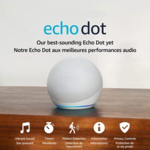 Amazon Echo Dot (newest model), Vibrant sounding Alexa speaker, Great for bedrooms, dining rooms and offices, Glacier White