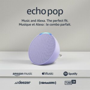 Amazon Echo Pop (newest model), Our smallest Alexa speaker, Fits in any room, Lavender Bloom