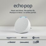 Amazon Echo Pop (newest model), Our smallest Alexa speaker, Fits in any room, Glacier White