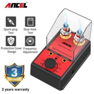 ANCEL Car Spark Plug Tester with Two Spark Plug Socket Spark Tester 100-240v with Protective Cover Ignition Tester Heat Resistance Spark Tester