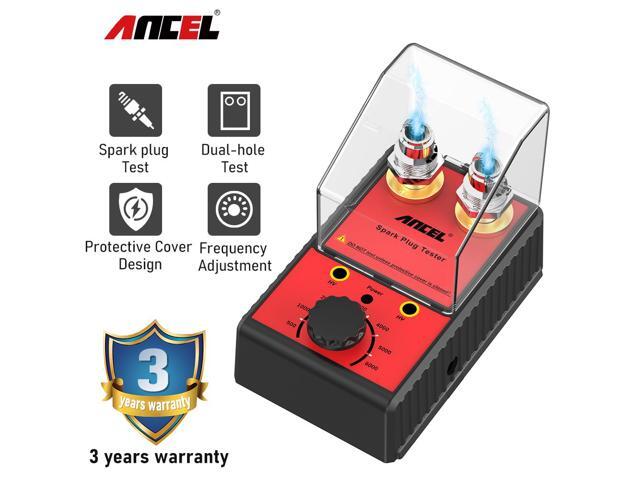 ANCEL Car Spark Plug Tester with Two Spark Plug Socket Spark Tester 100-240v with Protective Cover Ignition Tester Heat Resistance Spark Tester