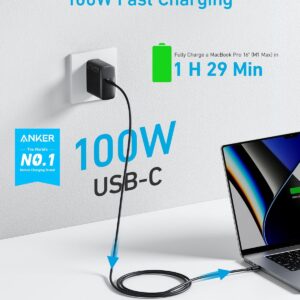 Anker Mac Book Pro Charger, 100W USB C Charger, Compact and Foldable Fast Charger for MacBook Air, Samsung Galaxy, iPad Pro, and All USB C Devices, 5 feet USB C to USB C Cable...