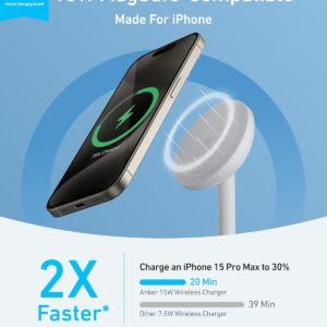 Anker MagGo iPhone 16 MagSafe-Compatible Wireless Charger Stand, 15W Fast Magnetic Wireless Charging Station, Qi2 Certified 360° Charger, for iPhone 16/15/14/13/12 Series and...