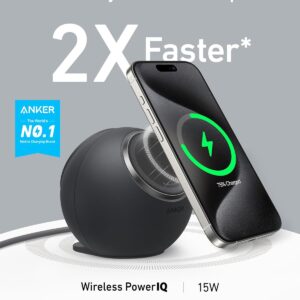 Anker MagGo Magnetic Charging Station, Qi2 Certified 15W Ultra-Fast MagSafe Wireless Charger for iPhone 15/14/13, 8-in-1 Power Strip with 3 AC and 4 USB Desktop Charger for...