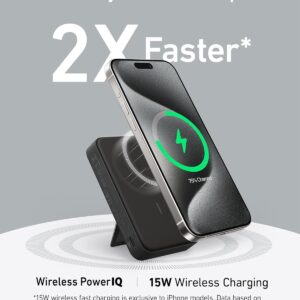 Anker MagGo Power Bank, Qi2 Certified 15W Ultra-Fast MagSafe-Compatible Portable Charger, 10,000mAh Battery Pack with Smart Display & Foldable Stand, For iPhone 16/15/14/13 Only...
