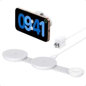 Anker MagSafe Compatible MagGo UFO 3-in-1 Charger, iPhone 16 Wireless Charger Station, Qi2 Certified 15W, Foldable Travel Charging Pad, for iPhone 15/14/13/12, AirPods, Apple...