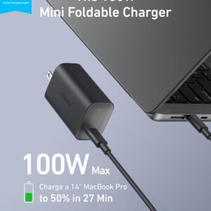 Anker Nano Charger, 100W Foldable MacBook Charger for iPhone Series, and All USB C Devices, 6ft USB-C Cable Included, Compatible with MagSafe