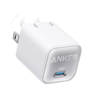 Anker Nano USB C Charger Block, 30W PIQ 3.0 Foldable iPhone Charger Fast Charging for iPhone 16/15 Series, Galaxy, iPad, Compatible with MagSafe
