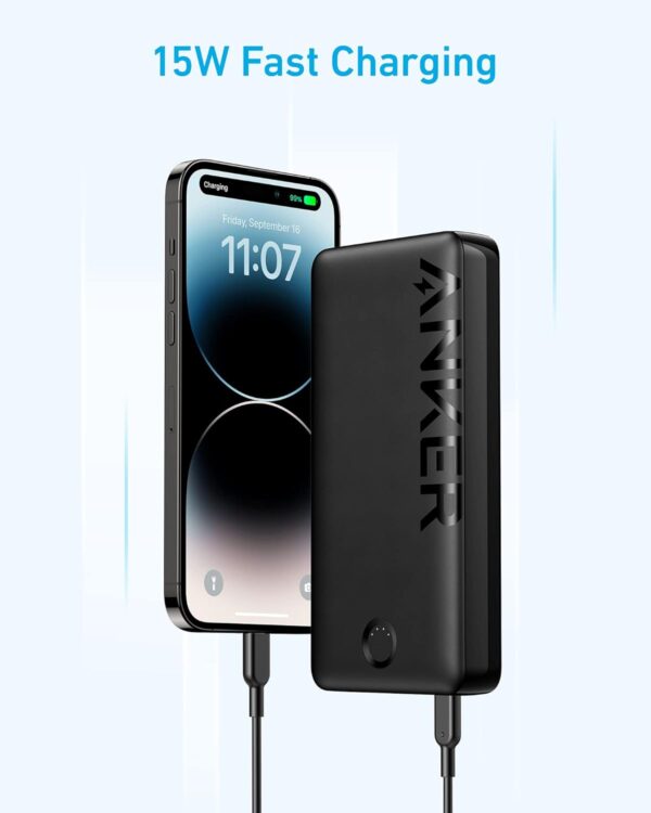 Anker Portable Charger, 20,000 mAh Power Bank, Battery Pack with 2-Port, 15W High-Speed Charging for iPhone 15/15 Plus/15 Pro/15 Pro Max, iPhone 14/13/12 Series, Samsung...