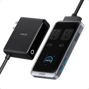 Anker Prime Charging Station, 240W 8-in-1 USB-C Power Strip, 5 ft Detachable Extension Cord, 2 AC, 4 USB-C, 2 USB-A, Works with iPhone 16/15,Desktop Accessory for...