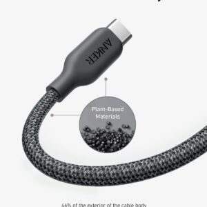 Anker USB C Cable, 240W Bio-Braided Type C Fast Charge Cord for iPhone 16/16 Pro, MacBook Pro 2020, iPad Pro,and More(USB 2.0, 6FT, Phantom Black)