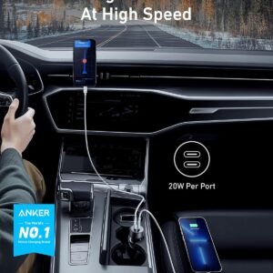 Anker USB C Car Charger, 40W 2-Port PowerIQ 3.0 Type C Adapter, iPhone 16 Car Charger, PowerDrive III Duo with Power Delivery for iPhone 16/15/14/13