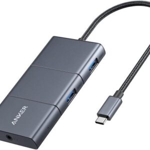 Anker USB C Hub, PowerExpand 6-in-1 USB-C Adapter, with 4K@60Hz HDMI, 100W Power Delivery, 10 Gbps USB C and 2 USB A Ports, SD Card Reader and 3.5mm