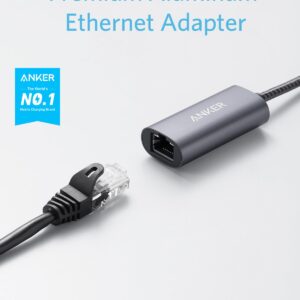Anker USB C to Ethernet Adapter, Portable 1-Gigabit Network Hub, 10/100/1000 Mbps, for MacBook Pro, iPad Pro 2019/2018, ChromeBook, XPS, Galaxy S9/S8, and More