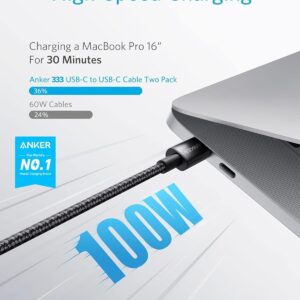 Anker USB C to USB C Cable (6FT, 2Pack), Type-C 100W Charger Cord Fast Charging for iPhone 16 Series,MacBook Pro 2020,Pixel and More(Black)
