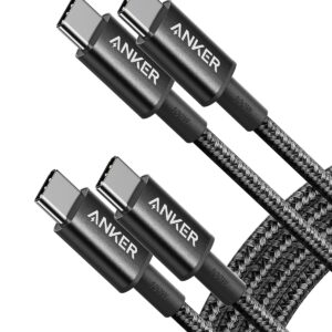 Anker USB C to USB C Cable (6FT, 2Pack), Type C 100W Charger Cord Fast Charging for iPhone 16 Series,MacBook Pro 2020,Pixel and More(USB 2.0,Black)
