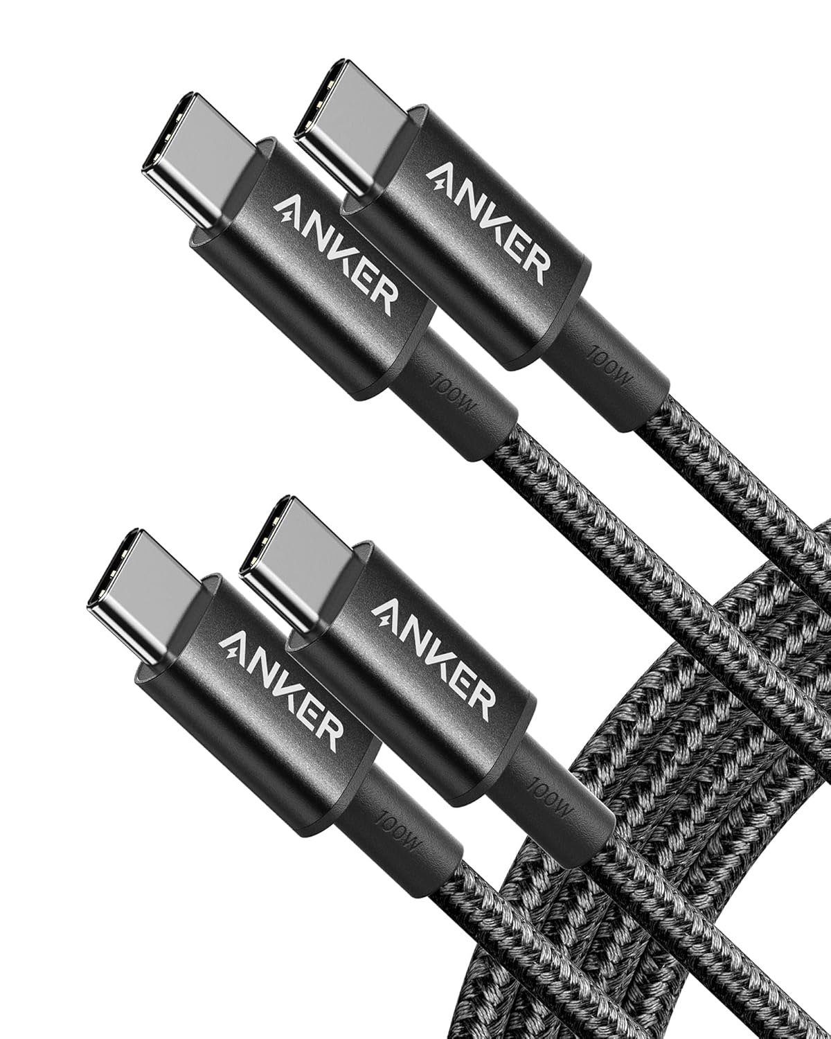 Anker USB C to USB C Cable (6FT, 2Pack), Type C 100W Charger Cord Fast Charging for iPhone 16 Series,MacBook Pro 2020,Pixel and More(USB 2.0,Black)
