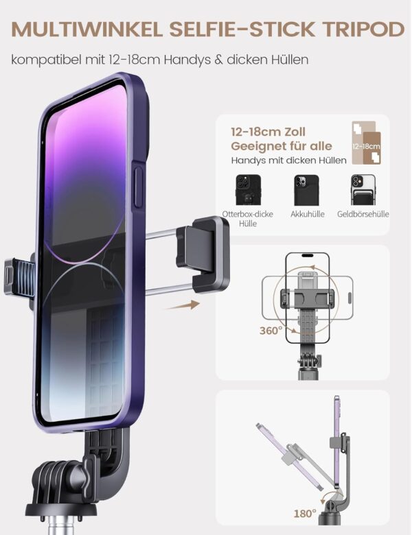 ANXRE Selfie Stick Tripod with Remote, Portable Travel Selfie Stick Tripod, Wireless Selfie Stick Phone Tripod Stand for Cell Phone Compatible with 4-7" iPhone Samsung Android...