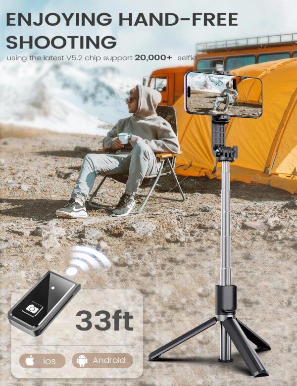 ANXRE Selfie Stick Tripod with Remote, Portable Travel Selfie Stick Tripod, Wireless Selfie Stick Phone Tripod Stand for Cell Phone Compatible with 4-7" iPhone Samsung Android...