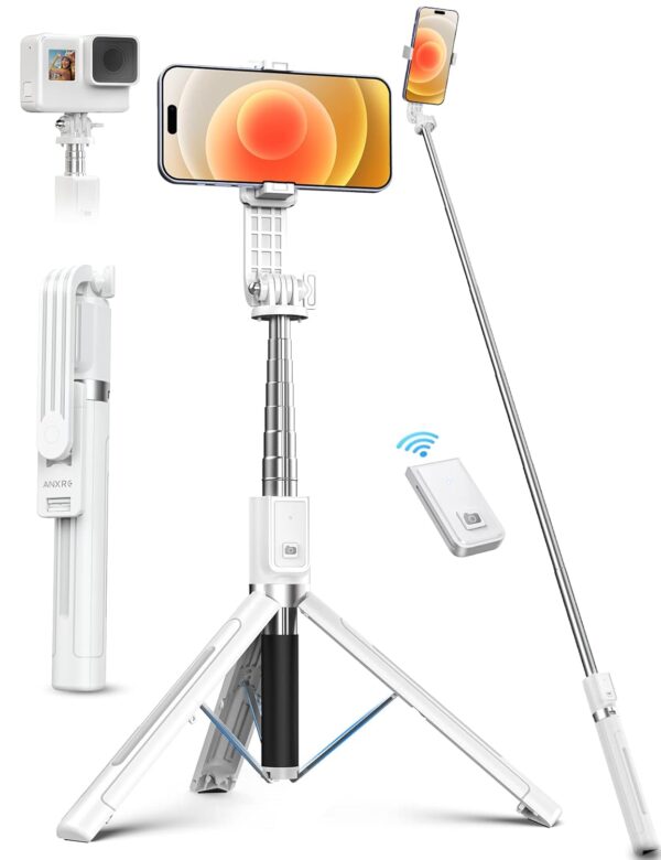 ANXRE Selfie Stick Tripod with Remote, Portable Travel Selfie Stick Tripod, Wireless Selfie Stick Phone Tripod Stand for Cell Phone Compatible with 4-7" iPhone Samsung Android...