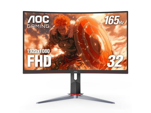 AOC C32G2 32" Curved Frameless Gaming Monitor FHD, 1500R Curved VA, 1ms, 165Hz, FreeSync, Height adjustable, 3-Year Zero Dead Pixel Policy, Black