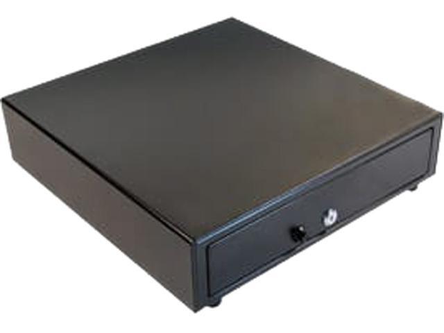 APG Vasario Series Standard Duty Cash Drawer, 16” x 16”, No Media Slot, Manual, Push Button, Fixed 5X5 Till, Painted Front, Black, No Cable Required -