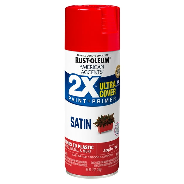 Apple Red, Rust-Oleum American Accents 2X Ultra Cover Satin Spray Paint- 12 oz, 6 Pack