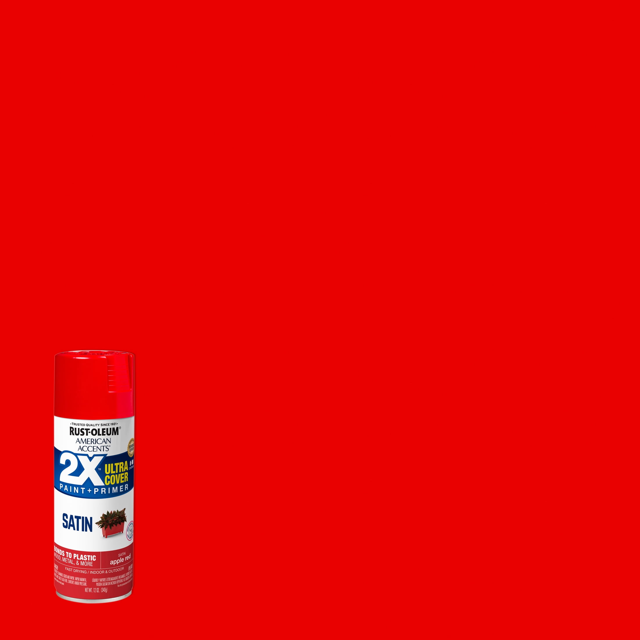 Apple Red, Rust-Oleum American Accents 2X Ultra Cover Satin Spray Paint- 12 oz, 6 Pack