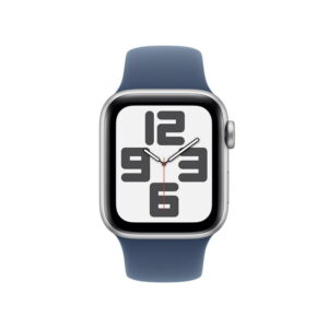 Apple Watch SE (2nd Gen) [GPS 44mm] Smartwatch with Silver Aluminum Case with Denim Sport Band - S/M