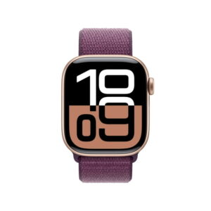Apple Watch Series 10 GPS 42mm Rose Gold Aluminum Case with Plum Sport Loop