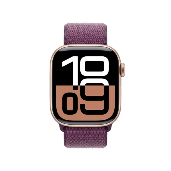 Apple Watch Series 10 GPS 42mm Rose Gold Aluminum Case with Plum Sport Loop