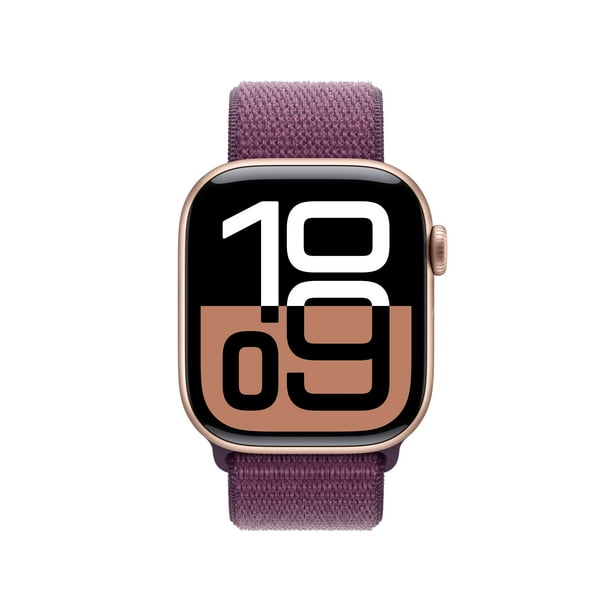 Apple Watch Series 10 GPS 42mm Rose Gold Aluminum Case with Plum Sport Loop