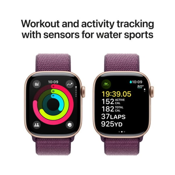 Apple Watch Series 10 GPS 42mm Rose Gold Aluminum Case with Plum Sport Loop