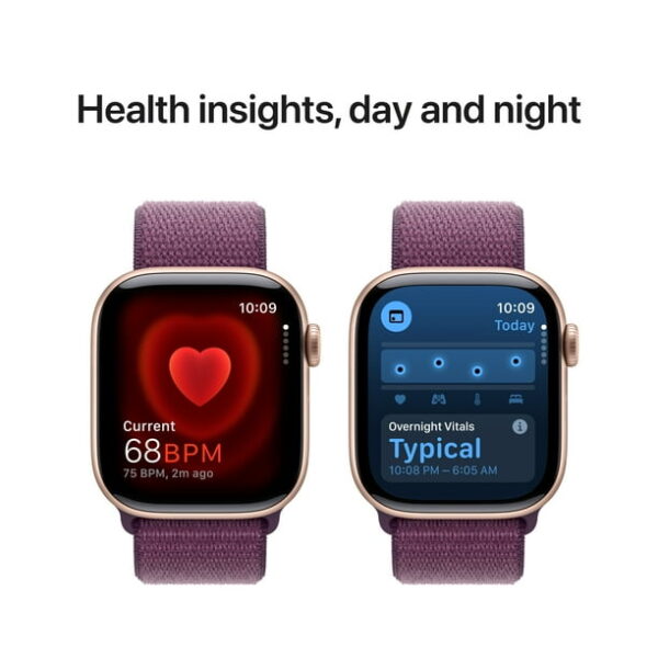 Apple Watch Series 10 GPS 42mm Rose Gold Aluminum Case with Plum Sport Loop