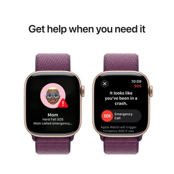 Apple Watch Series 10 GPS 42mm Rose Gold Aluminum Case with Plum Sport Loop
