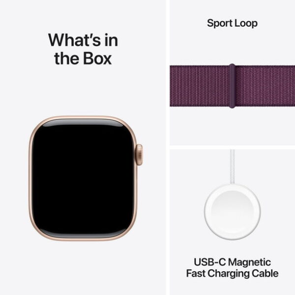 Apple Watch Series 10 GPS 42mm Rose Gold Aluminum Case with Plum Sport Loop