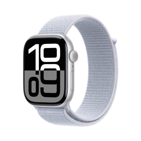 Apple Watch Series 10 GPS 46mm Silver Aluminum Case with Blue Cloud Sport Loop Apple Watch Series 10 GPS 46mm Silver Aluminum Case with Blue Cloud Sport Loop