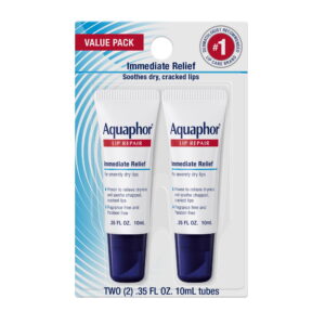 Aquaphor Lip Repair Ointment, Long-lasting Moisture to Soothe Dry Chapped Lips, 0.35 oz (Pack of 2 tubes)