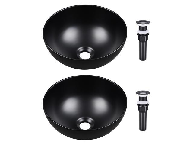 Aquaterior 12" Bathroom Vessel Sink Round Bowl Countertop Pop up Drain 2 Pack