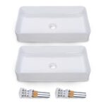 Aquaterior 2 Pack Rectangle Bathroom Vessel Sink w/Pop Up Drain 23" x 13" Above Counter Ceramic Bathroom Sink