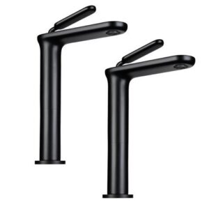 Aquaterior 2 Pack Single Handle Bathroom Vessel Sink Faucet Vanity Sink Mixer Tap Matte Black (CUPC NSF CEC)