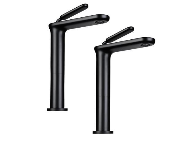 Aquaterior 2 Pack Single Handle Bathroom Vessel Sink Faucet Vanity Sink Mixer Tap Matte Black (CUPC NSF CEC)